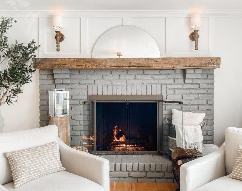 Painted Brick Fireplace