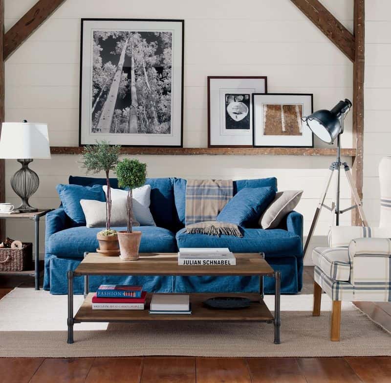 Denim Upholstered Sofa