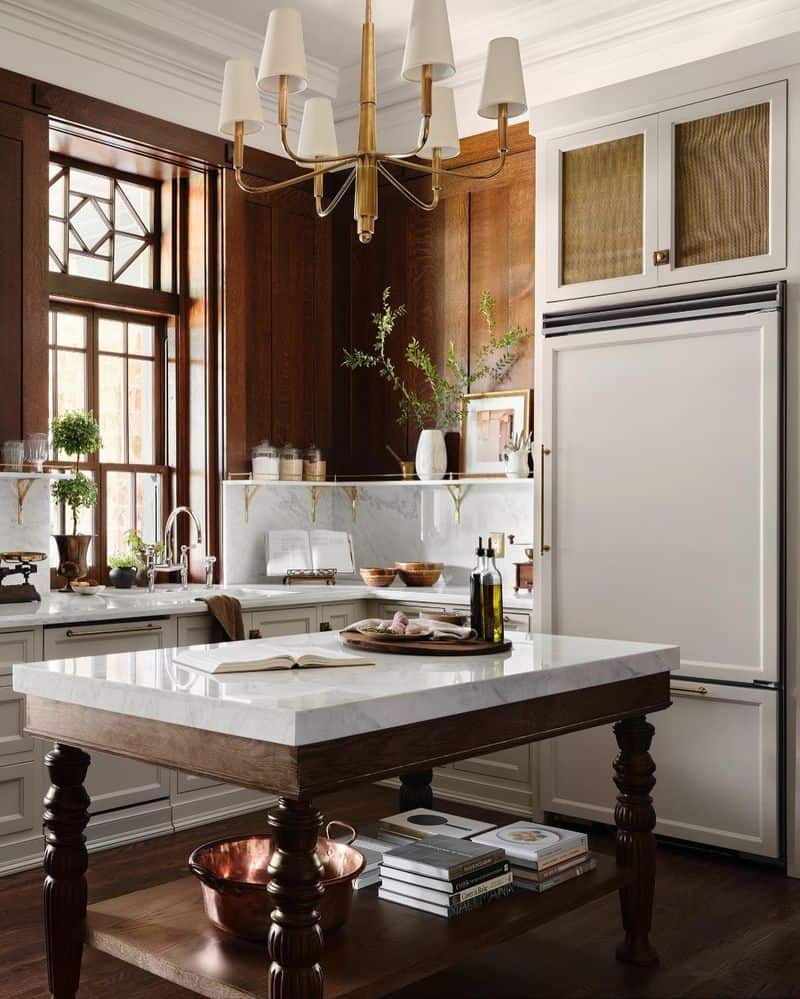 Chandelier Over Kitchen Island