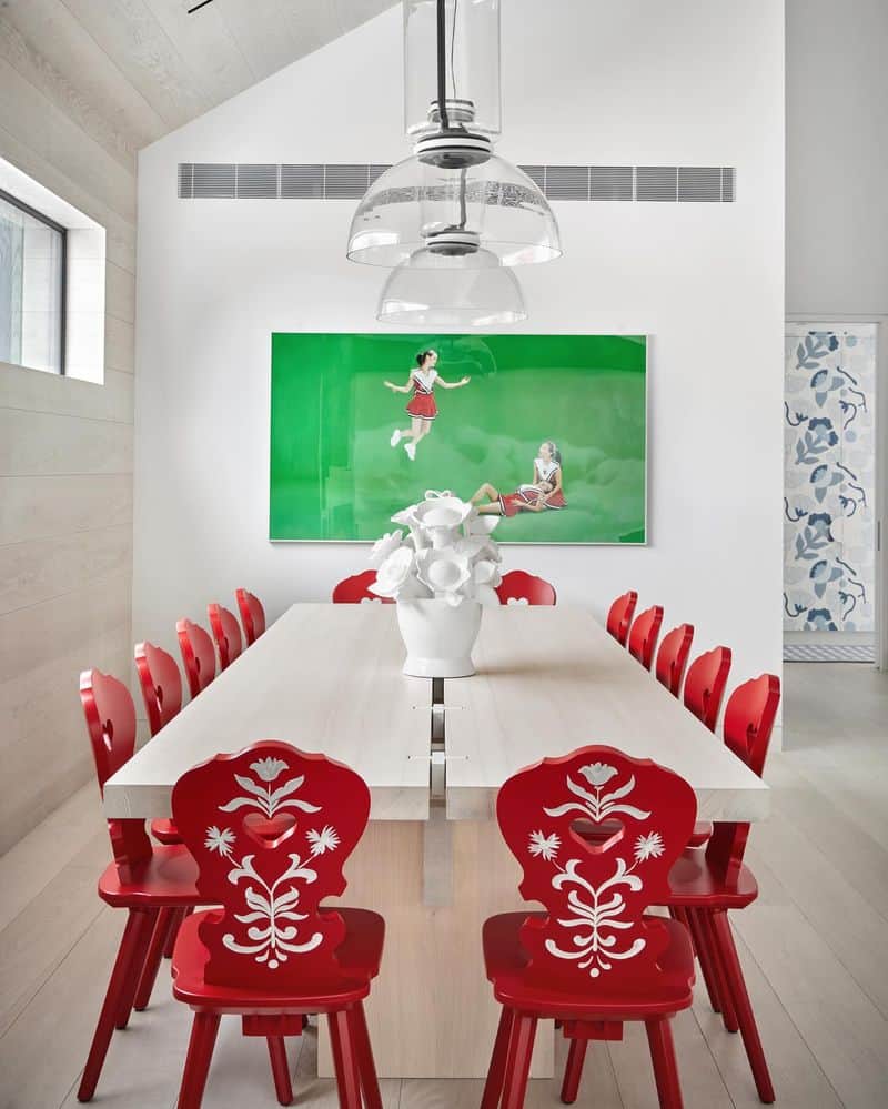 Red and White Dining Room