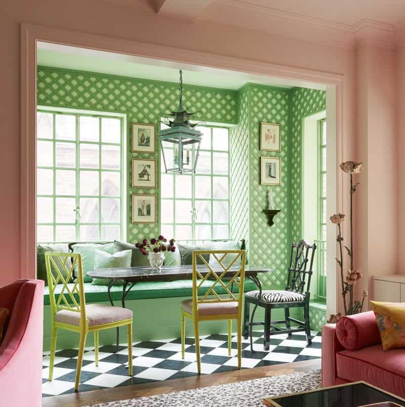 Vibrant Green Breakfast Nook