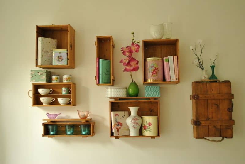 Vintage Wine Crate Shelves