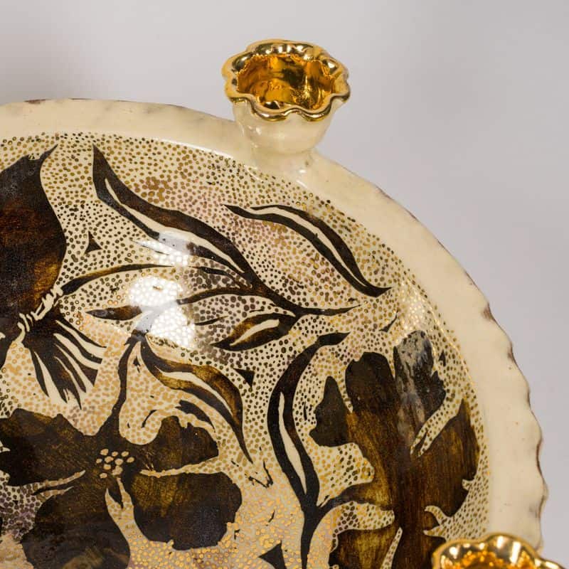 Floral Gold Dot Frilly Centrepiece Bowl