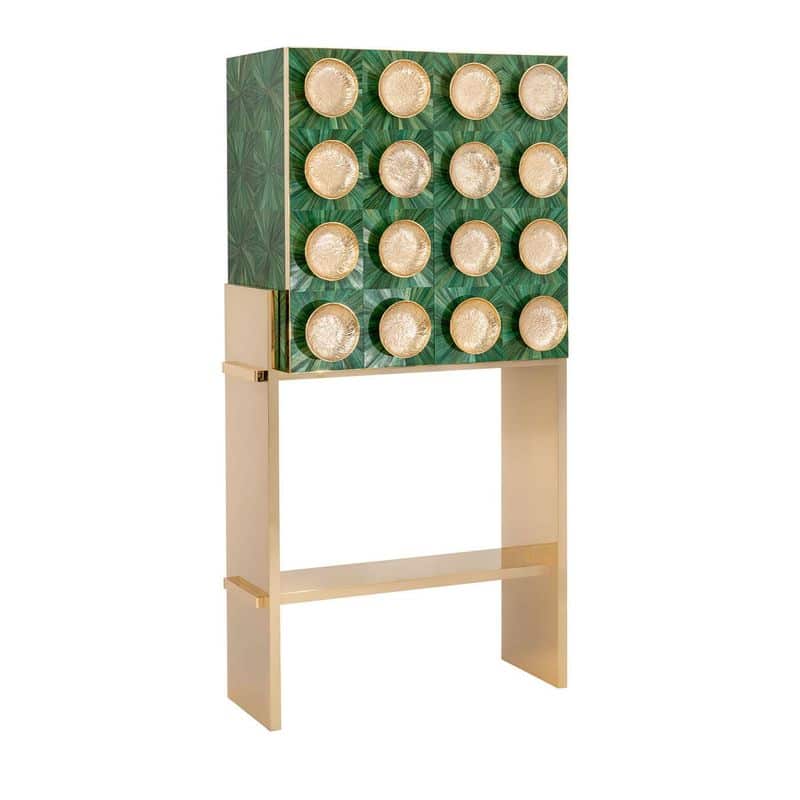 Green French Straw Bar Cabinet