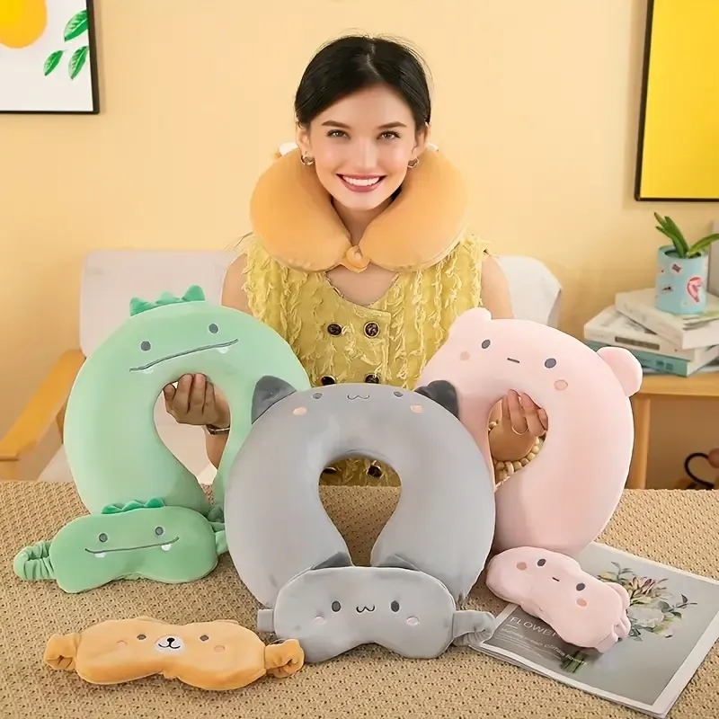 Travel Neck Pillow Set with Eye Mask